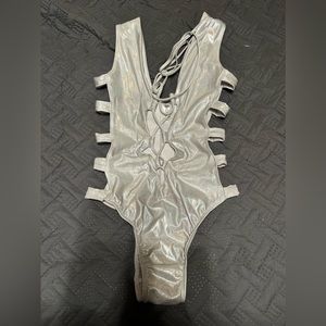 RaveWonderland Holographic silver bodysuit